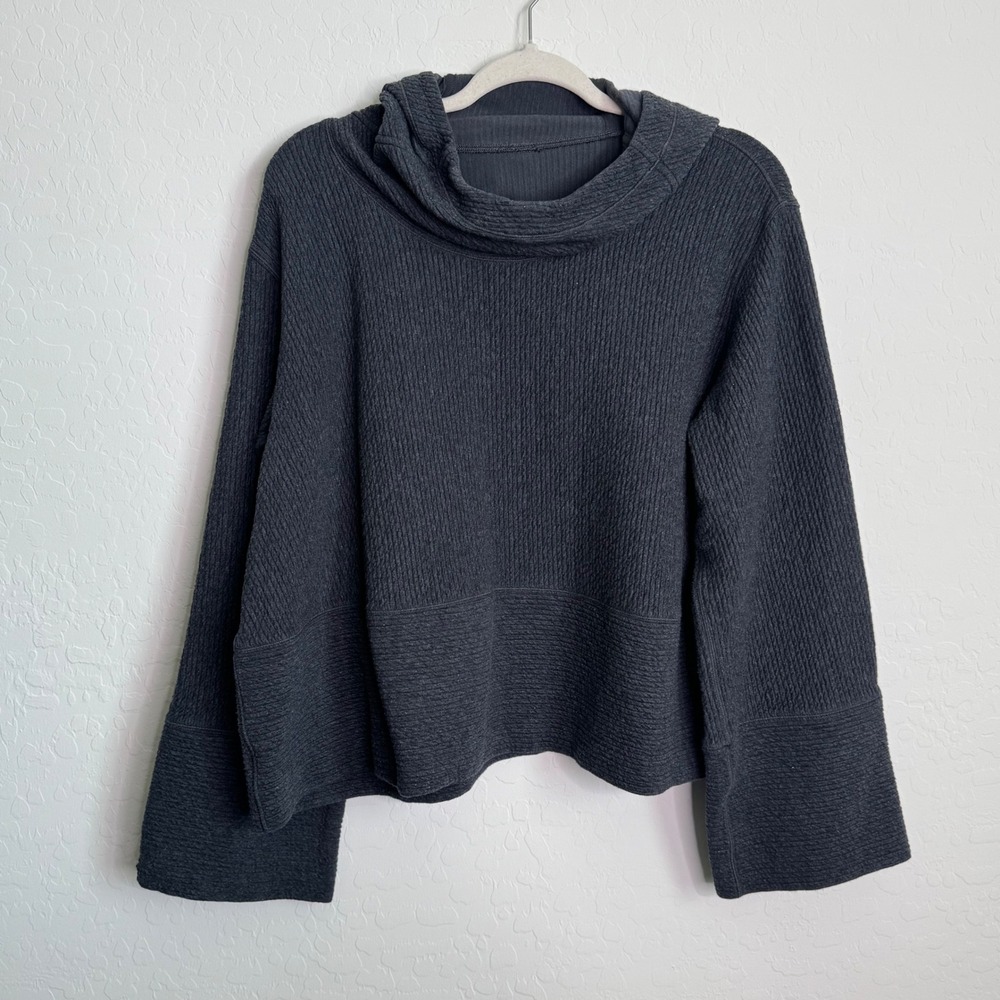 Lululemon Retreat Yourself Pullover‎ Gray Hooded Sweatshirt L/XL Gym Boxy Cozy